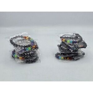 Chic Chakra Lava Rock Bracelet Unisex OS Multicolor Beaded Yoga - New